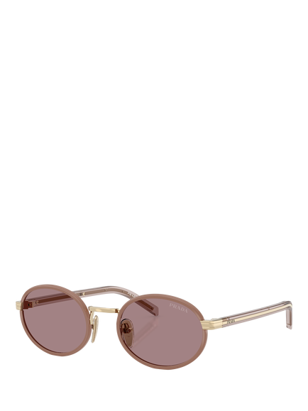 Prada PR B56S Women's Oval Sunglasses, Gold/Pink, Gold/Pink