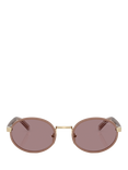 Prada PR B56S Women's Oval Sunglasses, Gold/Pink