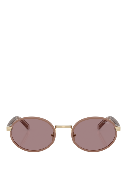 Prada PR B56S Women's Oval Sunglasses, Gold/Pink - view 2, Gold/Pink