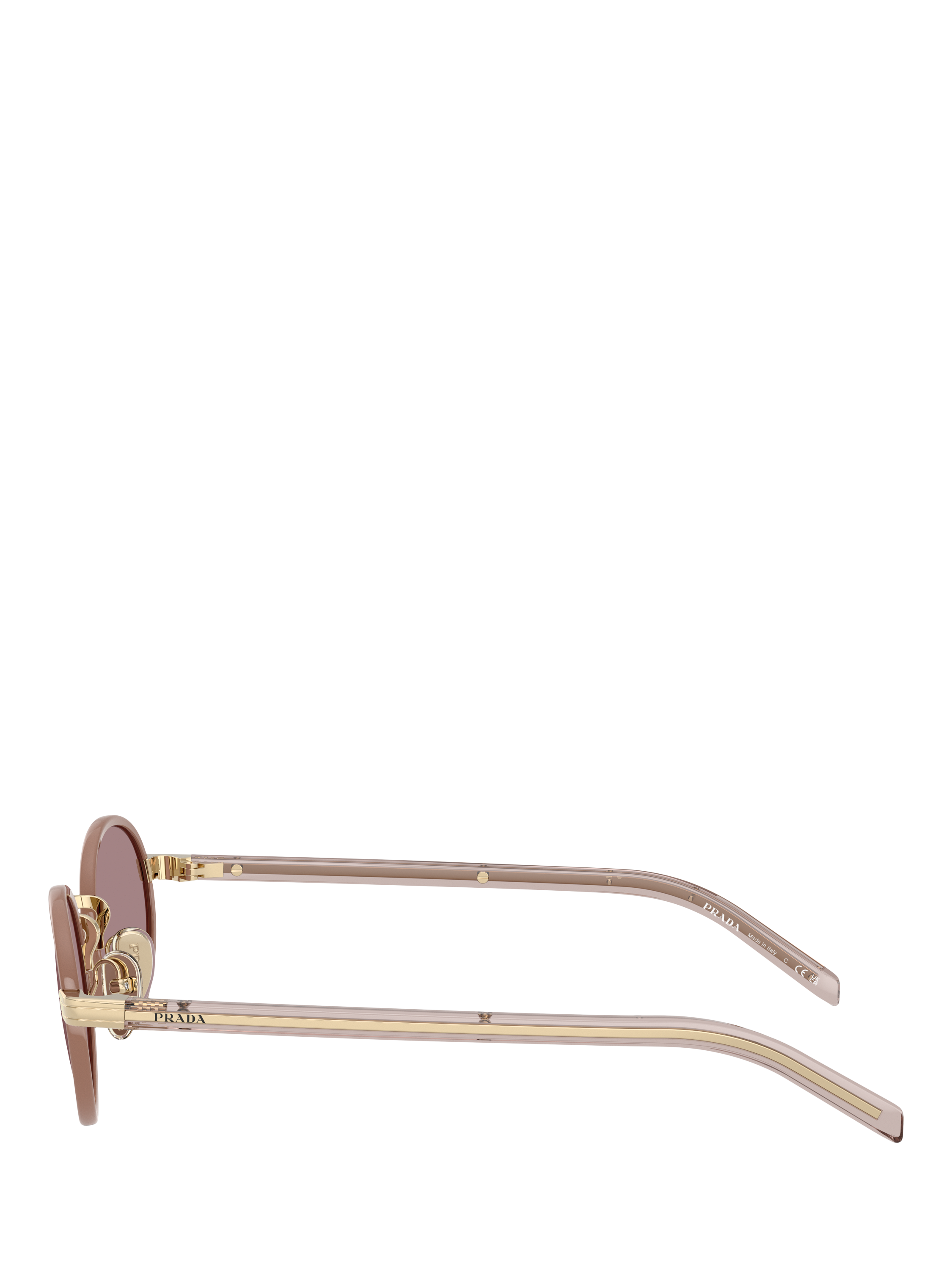 Product image 3 of 5, which shows Prada PR B56S Women's Oval Sunglasses, Gold/Pink