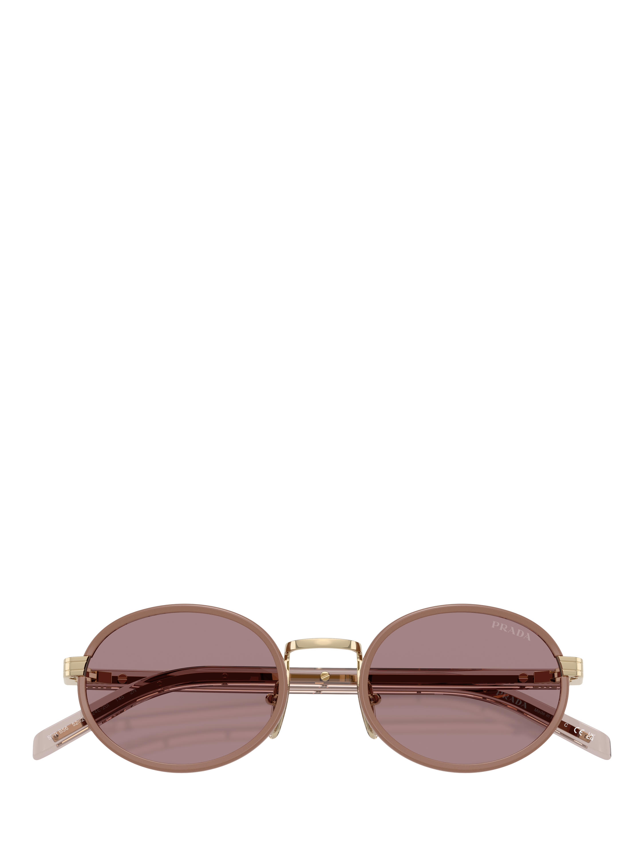 Product image 5 of 5, which shows Prada PR B56S Women's Oval Sunglasses, Gold/Pink