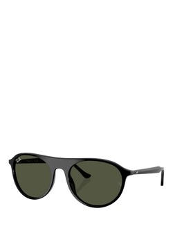 Ray-Ban RB2215 Unisex Round Sunglasses, Black/Green, Black/Green