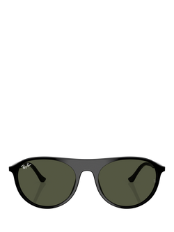 Ray-Ban RB2215 Unisex Round Sunglasses, Black/Green - view 2, Black/Green