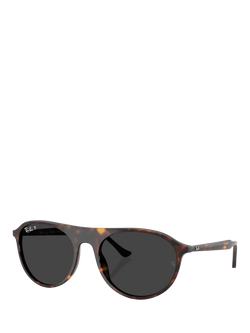 Ray-Ban RB2215 Polarised Round Sunglasses, Havana/Black, Havana/Black