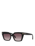 TOM FORD TR001637 Women's Rectangular Sunglasses, Shiny Black