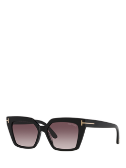TOM FORD TR001637 Women's Rectangular Sunglasses, Shiny Black, Shiny Black