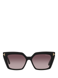 TOM FORD TR001637 Women's Rectangular Sunglasses, Shiny Black