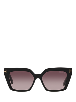 TOM FORD TR001637 Women's Rectangular Sunglasses, Shiny Black - view 2, Shiny Black