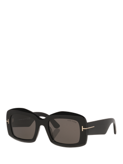 TOM FORD TR001992 Women's Square Sunglasses, Black/Grey, Black/Grey