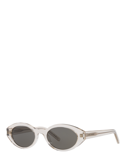 Yves Saint Laurent YS000433 Women's Oval Sunglasses, Clear/Grey, Clear/Grey