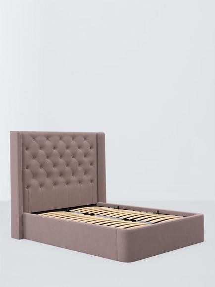John Lewis Sloane Ottoman Storage Upholstered Bed Frame, Double, Deep Velvet Heather