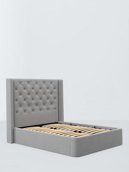 John Lewis Sloane Ottoman Storage Upholstered Bed Frame, Super King Size, Deep Velvet Steel