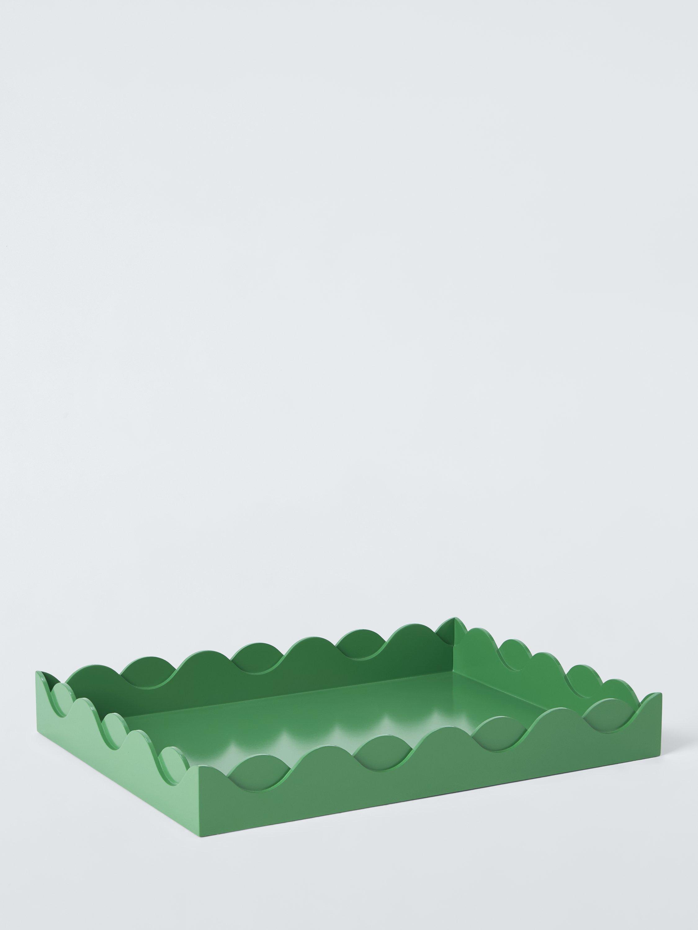 John Lewis Scalloped Bubble Lacquer Tray, Palm Green