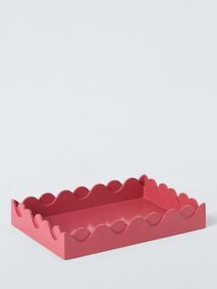 John Lewis Scalloped Bubble Lacquer Tray, Pink