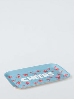 John Lewis 'Cheers' Rectangular Tray, 29cm, Blue, Blue