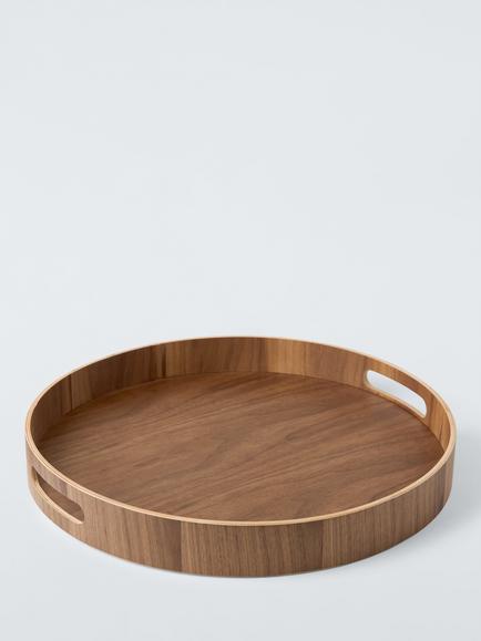 John Lewis Round Walnut Veneer Tray, 40cm, 
