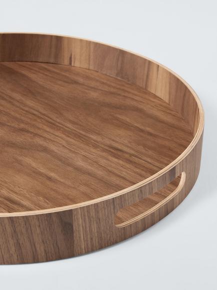 John Lewis Round Walnut Veneer Tray, 40cm - view 2, 