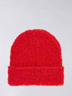Edwin Fuzzy Logo Tab Beanie - view 2, Fiery Red