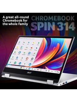 Acer Spin 312 Chromebook Laptop, Intel N100 Processor, 4GB RAM, 128GB eMMC, 12.2” WUXGA Touchscreen, Silver - view 2, Silver