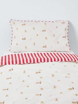 John Lewis Kids' Gingerbread Reversible Duvet Cover and Pillowcase Set, Single, Multi, Multi