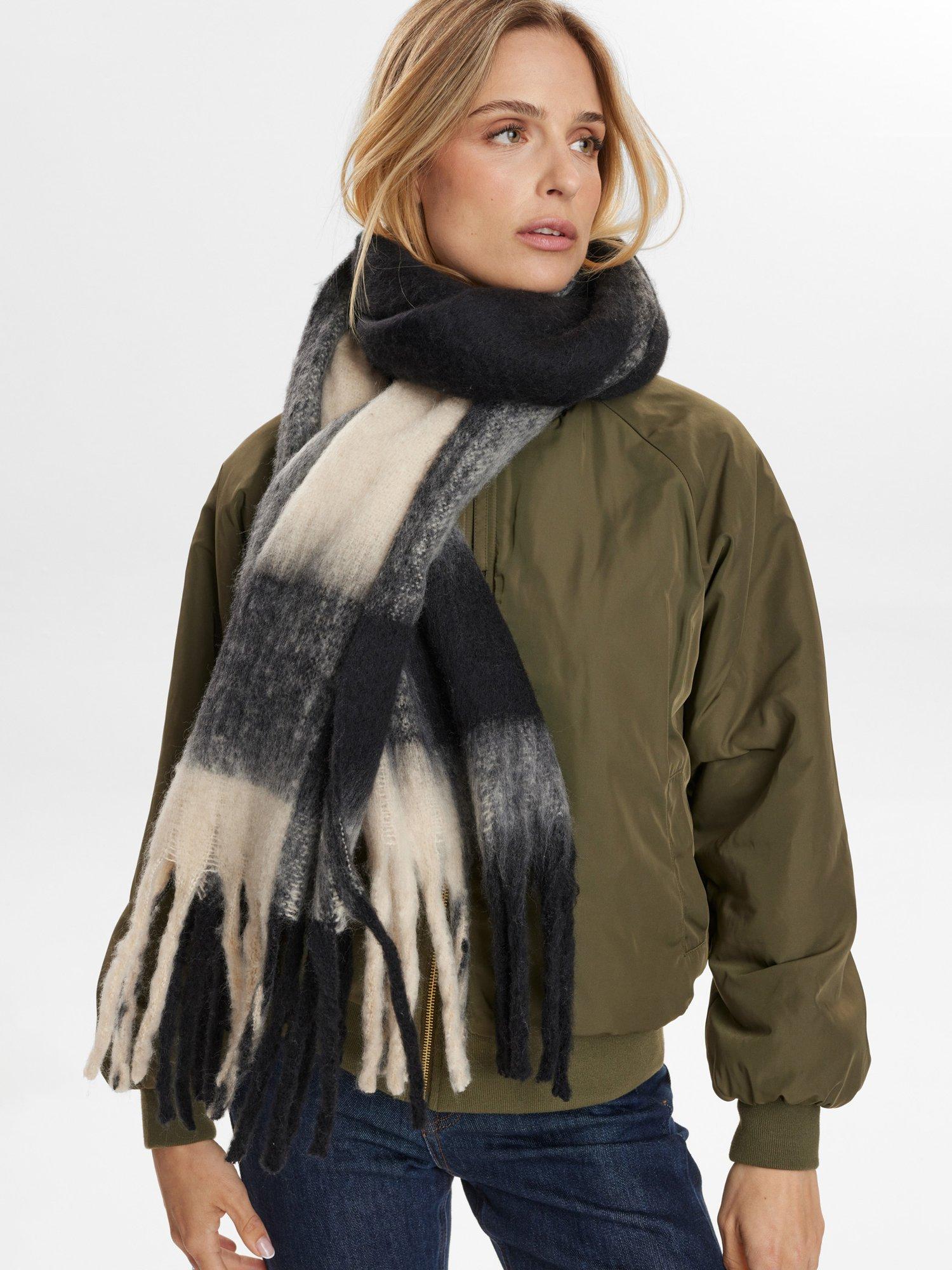 Product image 3 of 8, which shows Numph Amira Check Scarf, Black