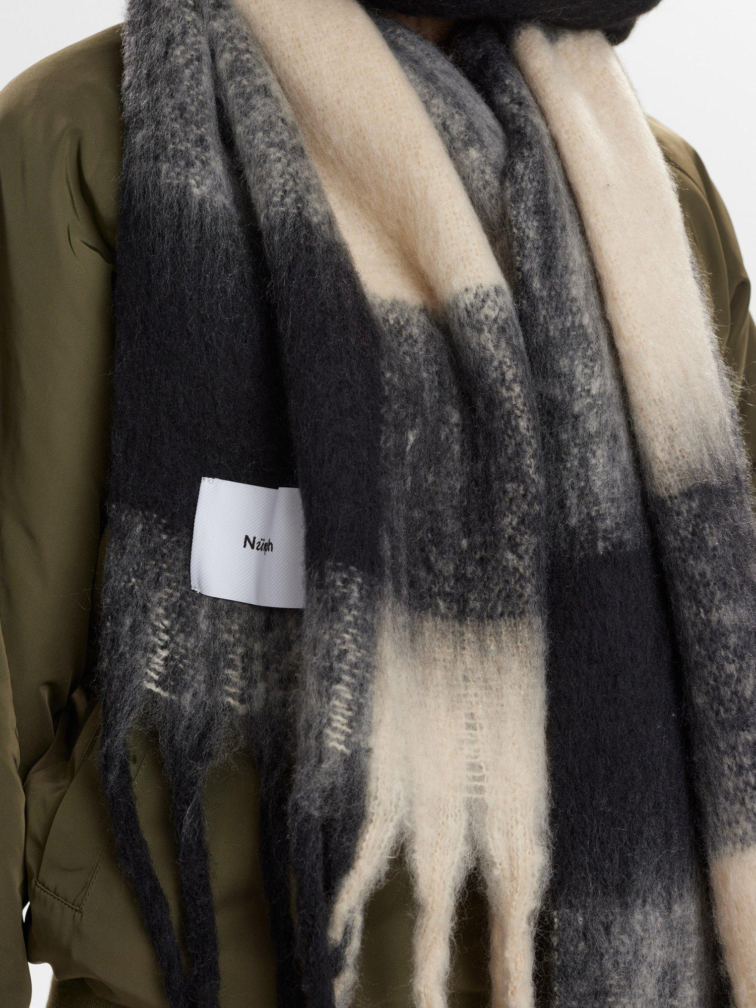 Product image 4 of 8, which shows Numph Amira Check Scarf, Black