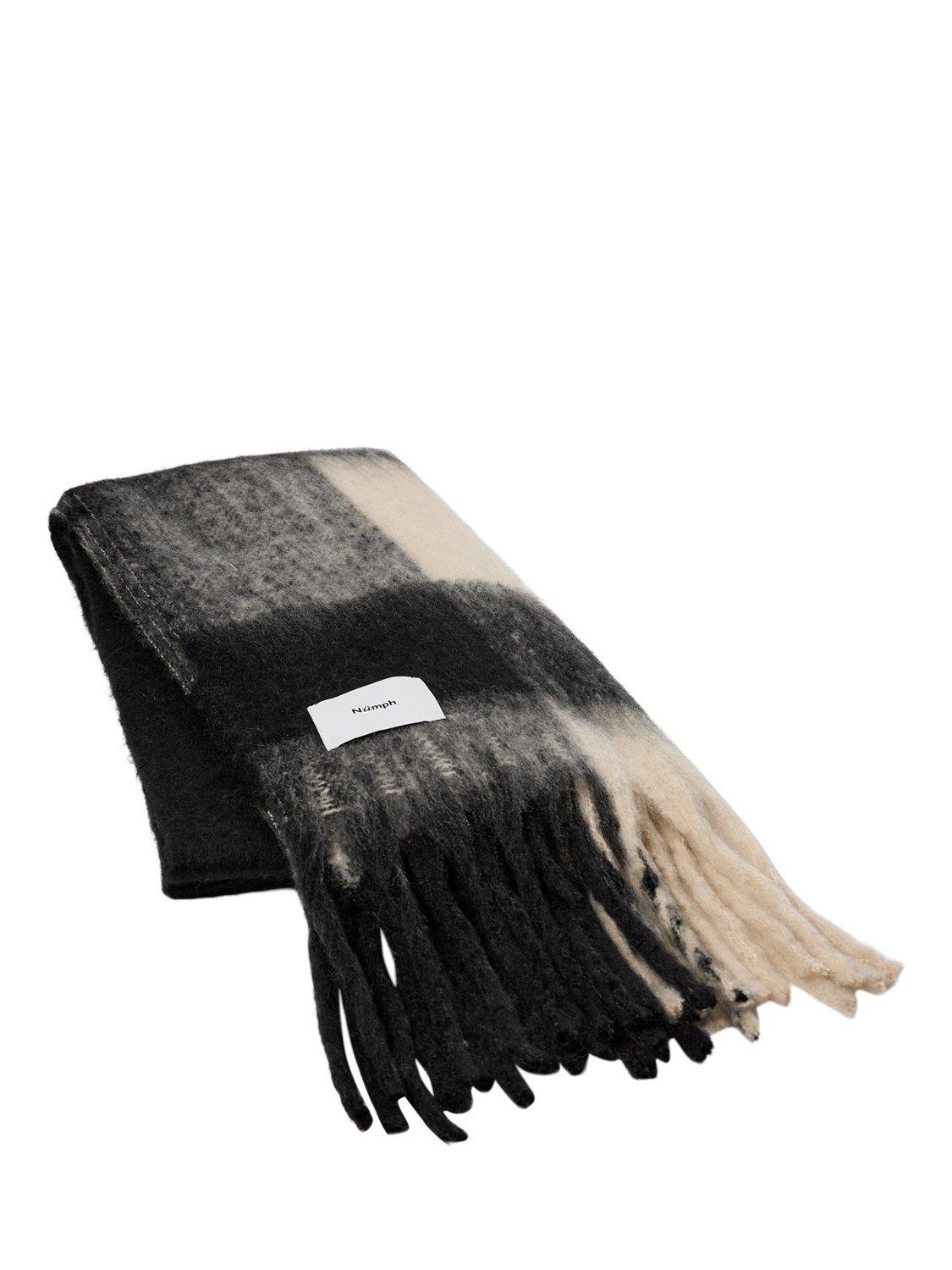 Product image 6 of 8, which shows Numph Amira Check Scarf, Black