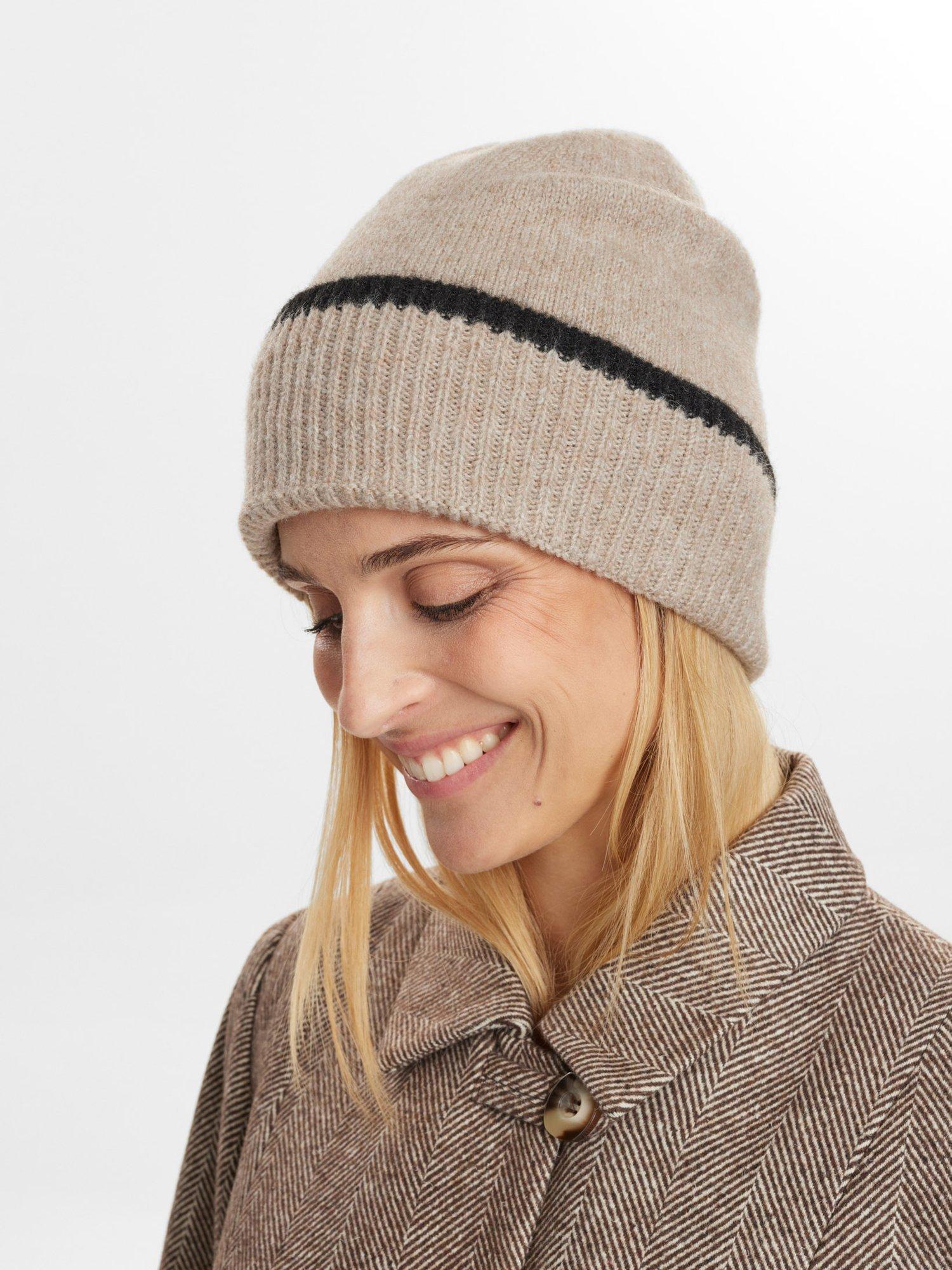 Numph Oline Knit Beanie Hat, Beige