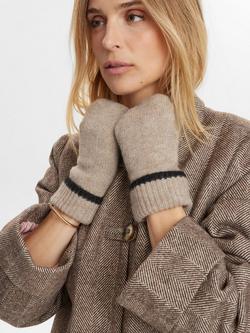 Numph Oline Knit Mittens, Beige - view 2, Beige