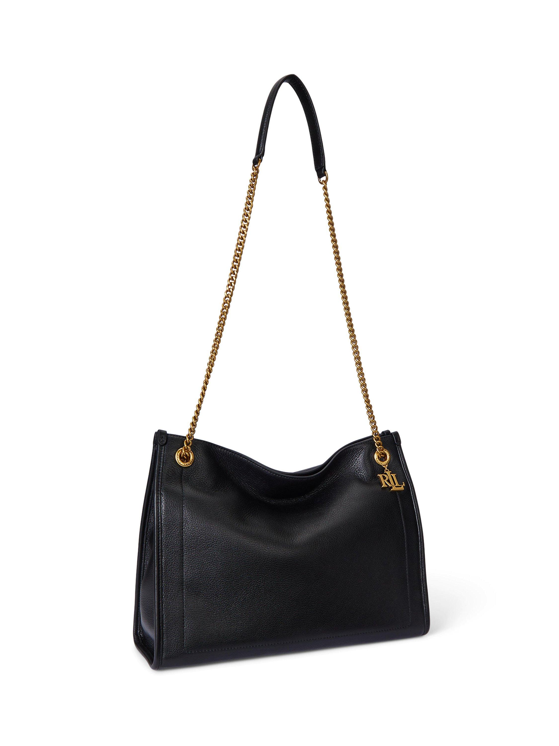 Product image 3 of 5, which shows Lauren Ralph Lauren Bradley Shopper Leather Tote Bag, Black