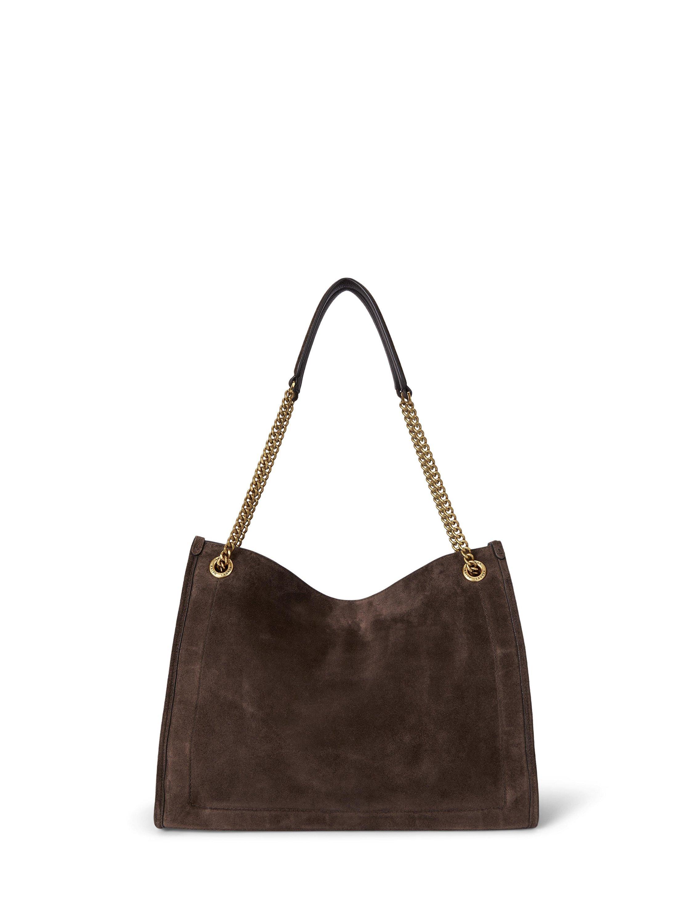 Ralph Lauren Suede Large Bradley Shopper Tote Bag, Brown