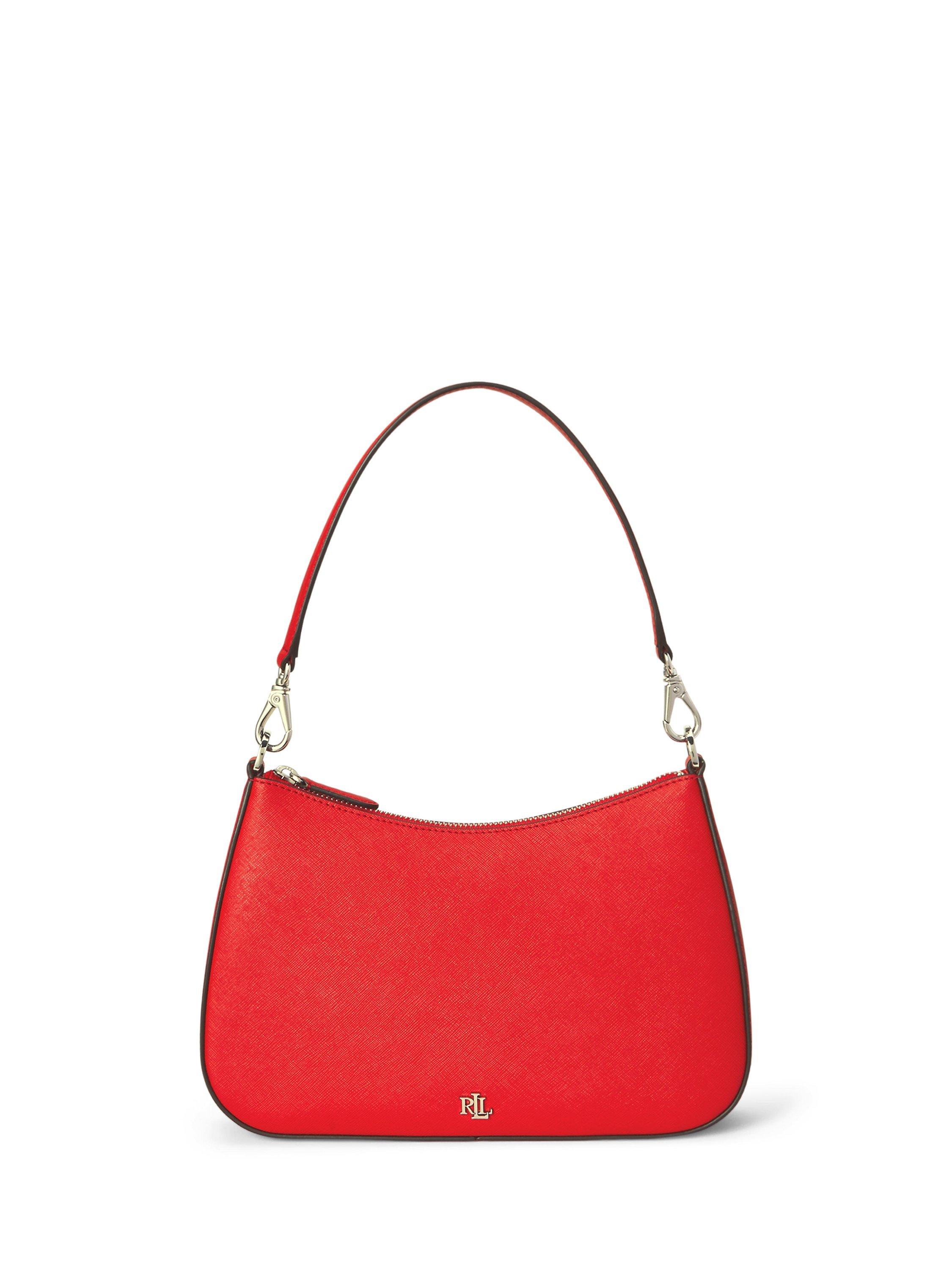 Product image 1 of 5, which shows Lauren Ralph Lauren Danni Leather Shoulder Bag, Vermillion