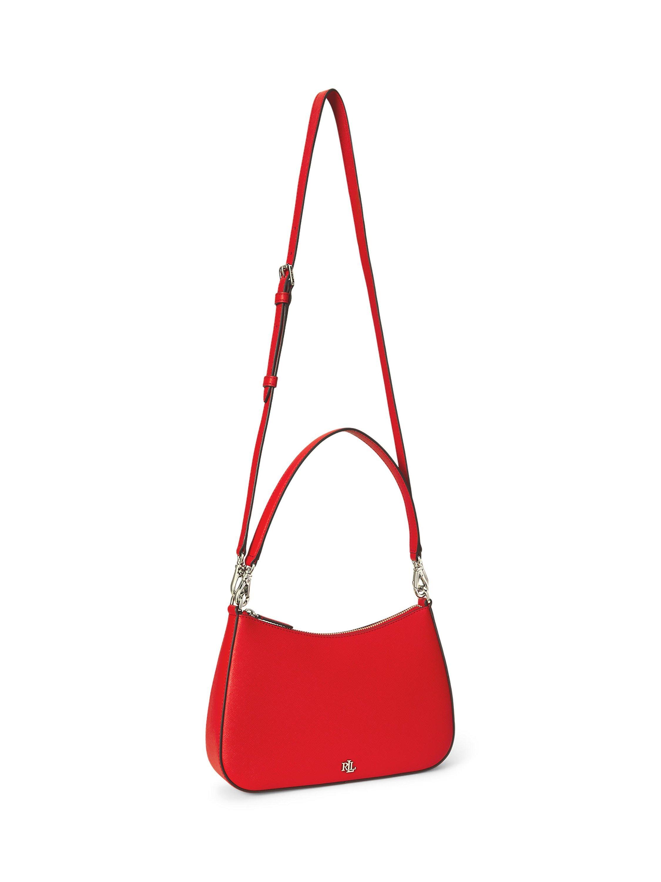 Product image 4 of 5, which shows Lauren Ralph Lauren Danni Leather Shoulder Bag, Vermillion