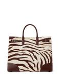 Ralph Lauren Devyn Zebra Print Tote Bag, Zebra/Drk Hckry