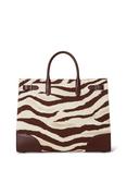 Ralph Lauren Devyn Zebra Print Tote Bag, Zebra/Drk Hckry