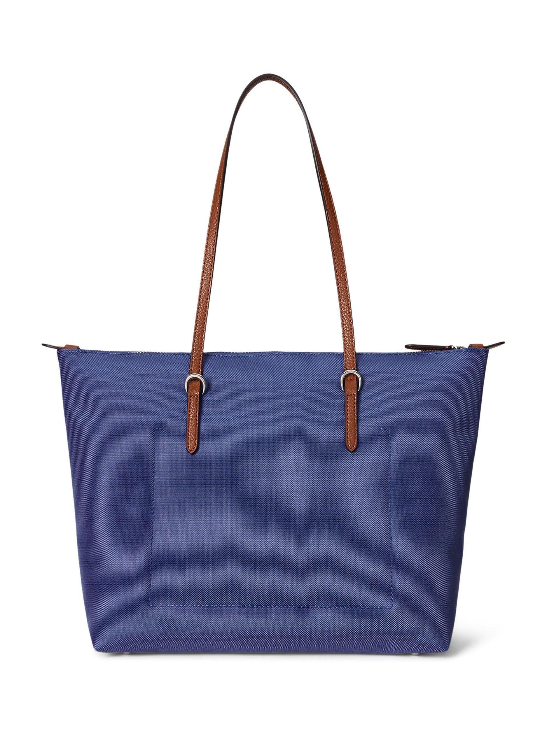 Product image 2 of 6, which shows Lauren Ralph Lauren Keaton 26 Tote Bag, Blue/Tan
