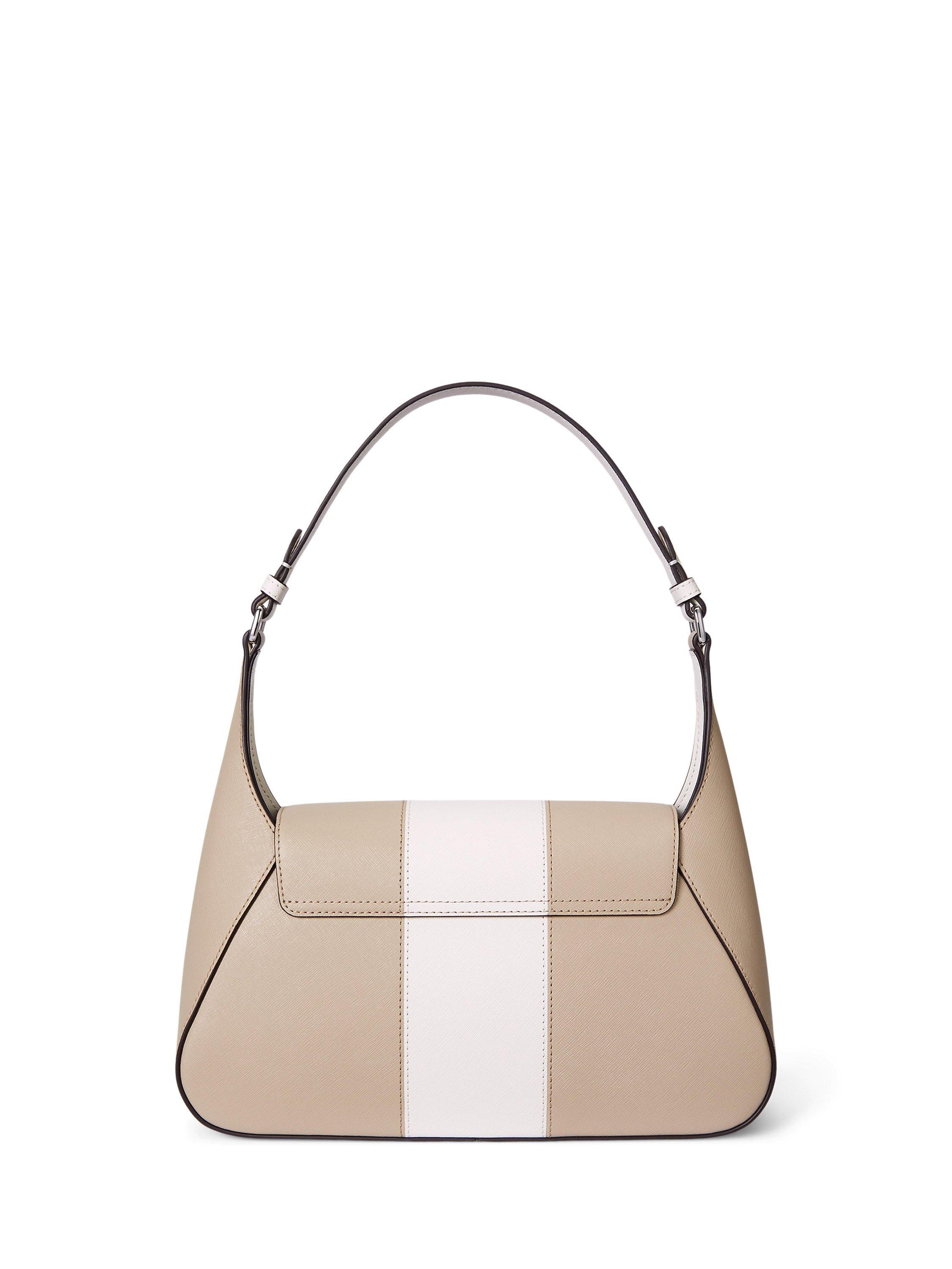 Product image 2 of 6, which shows Ralph Lauren Schylar Two Tone Medium Shoulder Bag, Tan/Soft White
