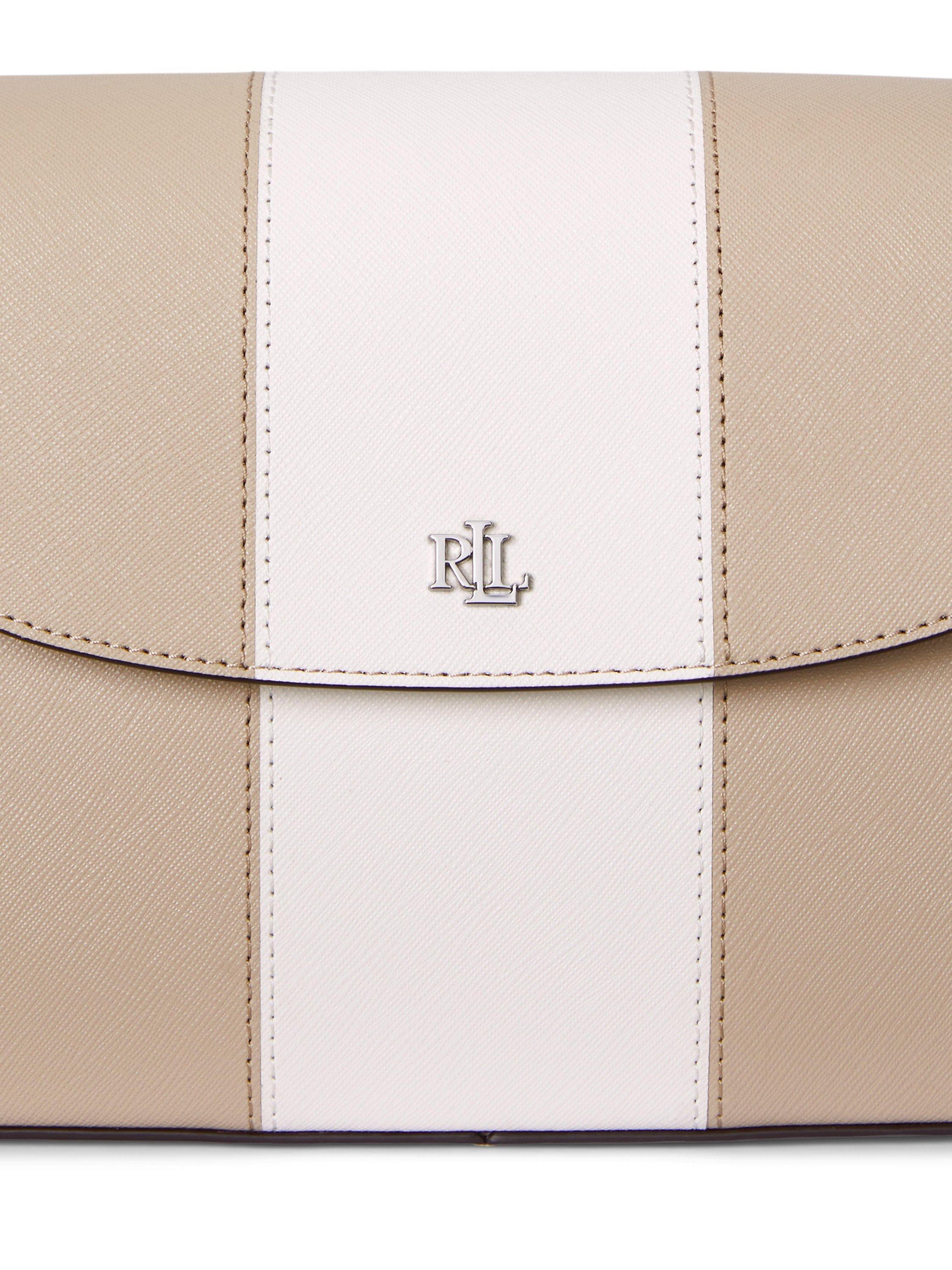 Product image 6 of 6, which shows Ralph Lauren Schylar Two Tone Medium Shoulder Bag, Tan/Soft White