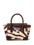 Ralph Lauren Canvas  Zebra Print Small Tanner Satchel, Zebra/Hickory