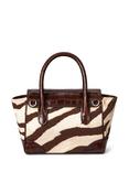 Ralph Lauren Canvas  Zebra Print Small Tanner Satchel, Zebra/Hickory