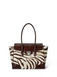 Ralph Lauren Canvas  Zebra Print Large Tanner Satchel, Zebra/Hickory