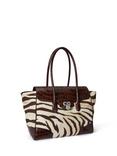 Ralph Lauren Canvas  Zebra Print Large Tanner Satchel, Zebra/Hickory