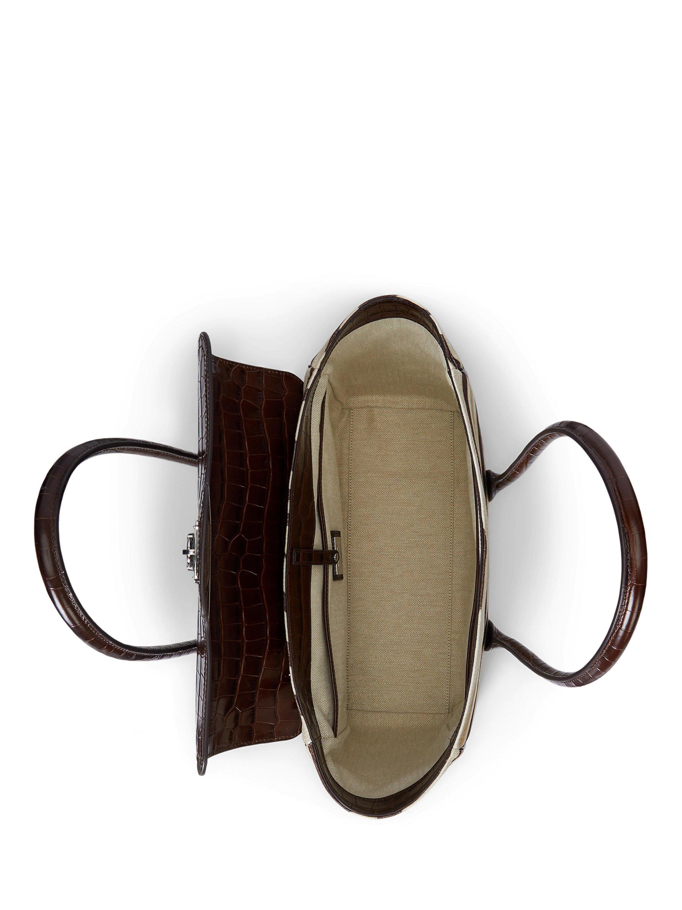 Product image 5 of 6, which shows Ralph Lauren Canvas  Zebra Print Large Tanner Satchel, Zebra/Hickory