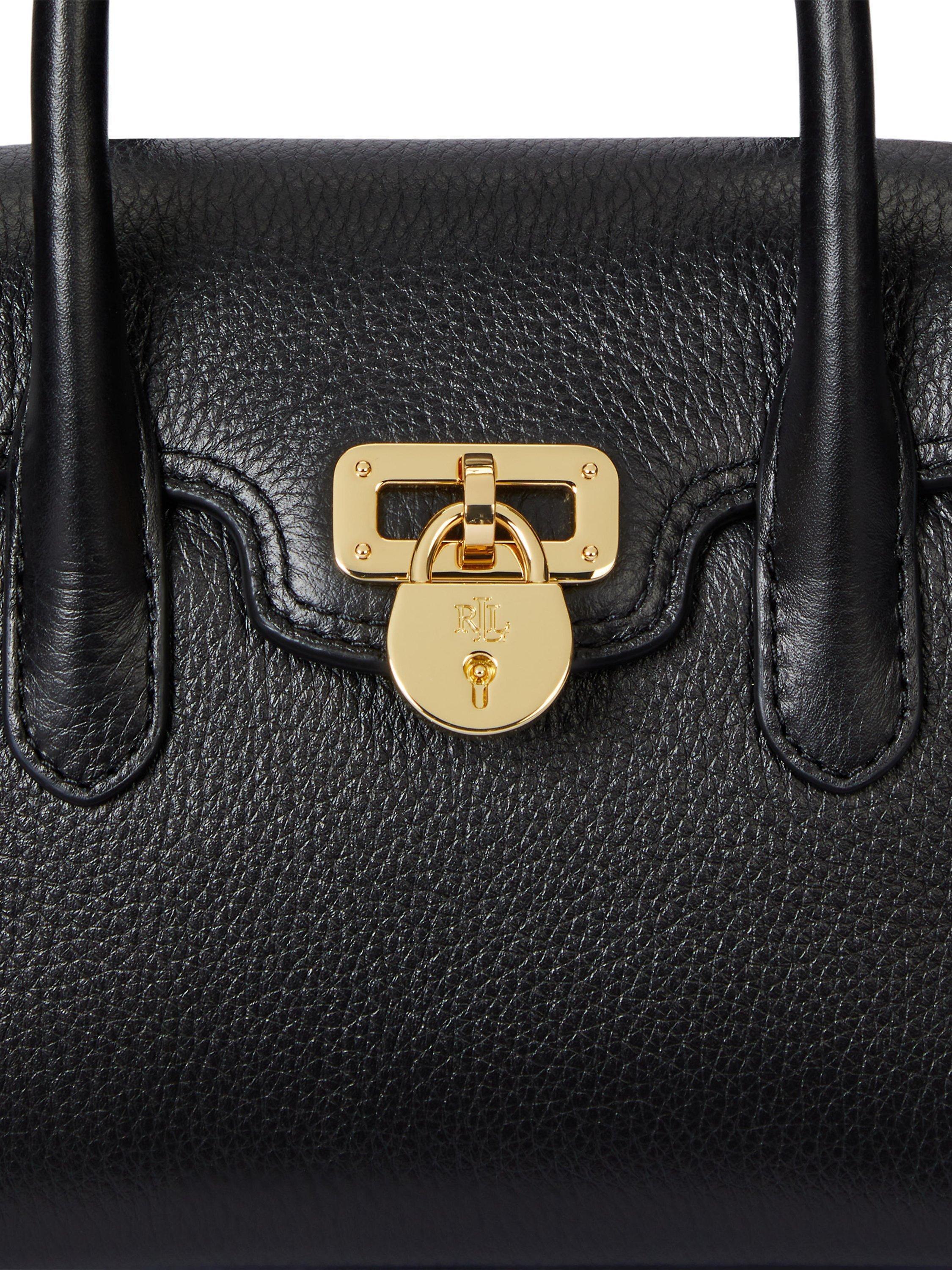 Product image 5 of 5, which shows Lauren Ralph Lauren Small Leather Satchel Bag, Black