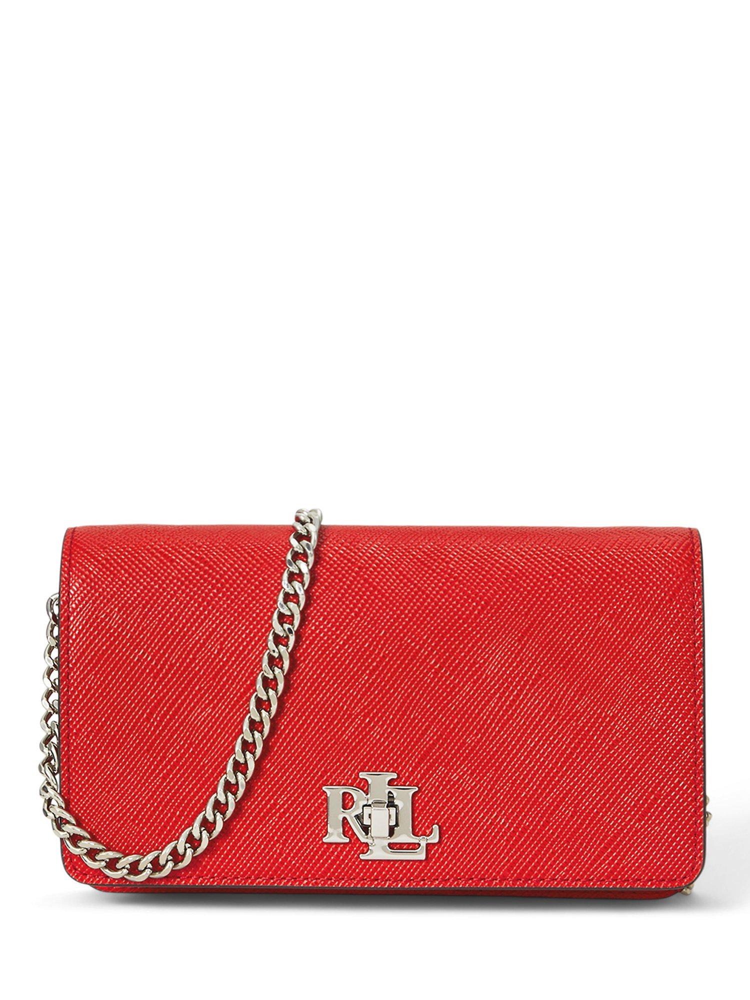 Product image 1 of 5, which shows Lauren Ralph Lauren Leather Cross Body Bag, Vermillion