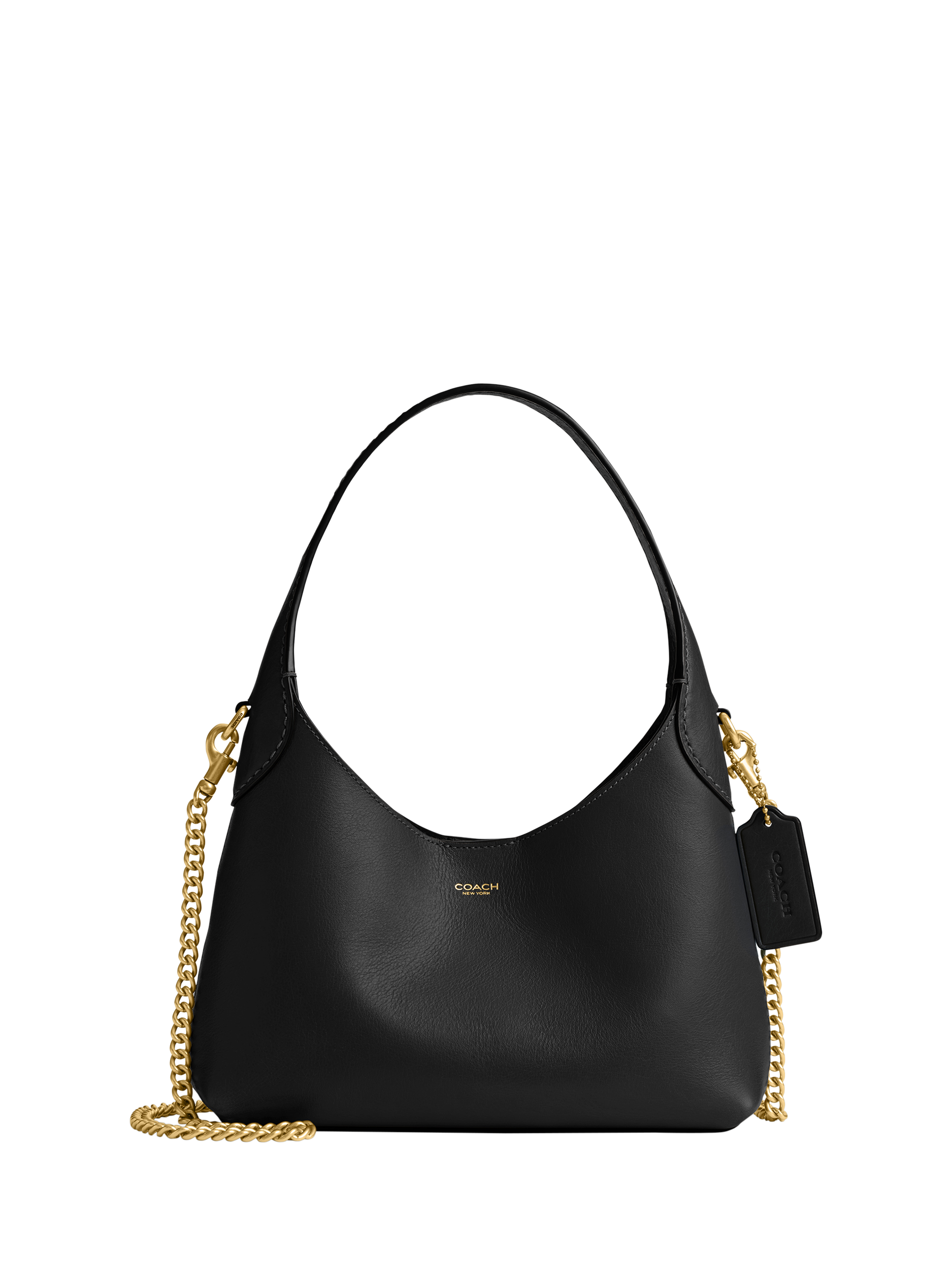 Product image 1 of 4, which shows Coach Brooklyn 23 Leather Hobo Shoulder Bag, Black