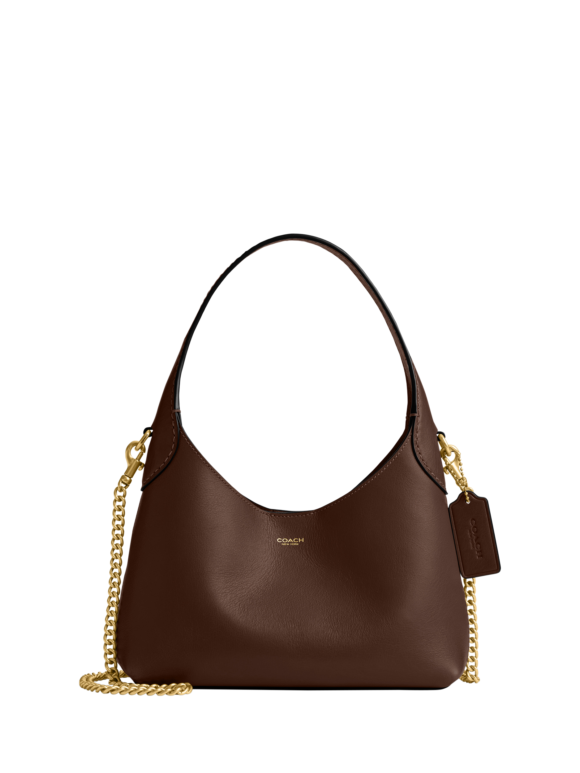 Product image 1 of 4, which shows Coach Brooklyn Leather Hobo Shoulder Bag 23, Brown