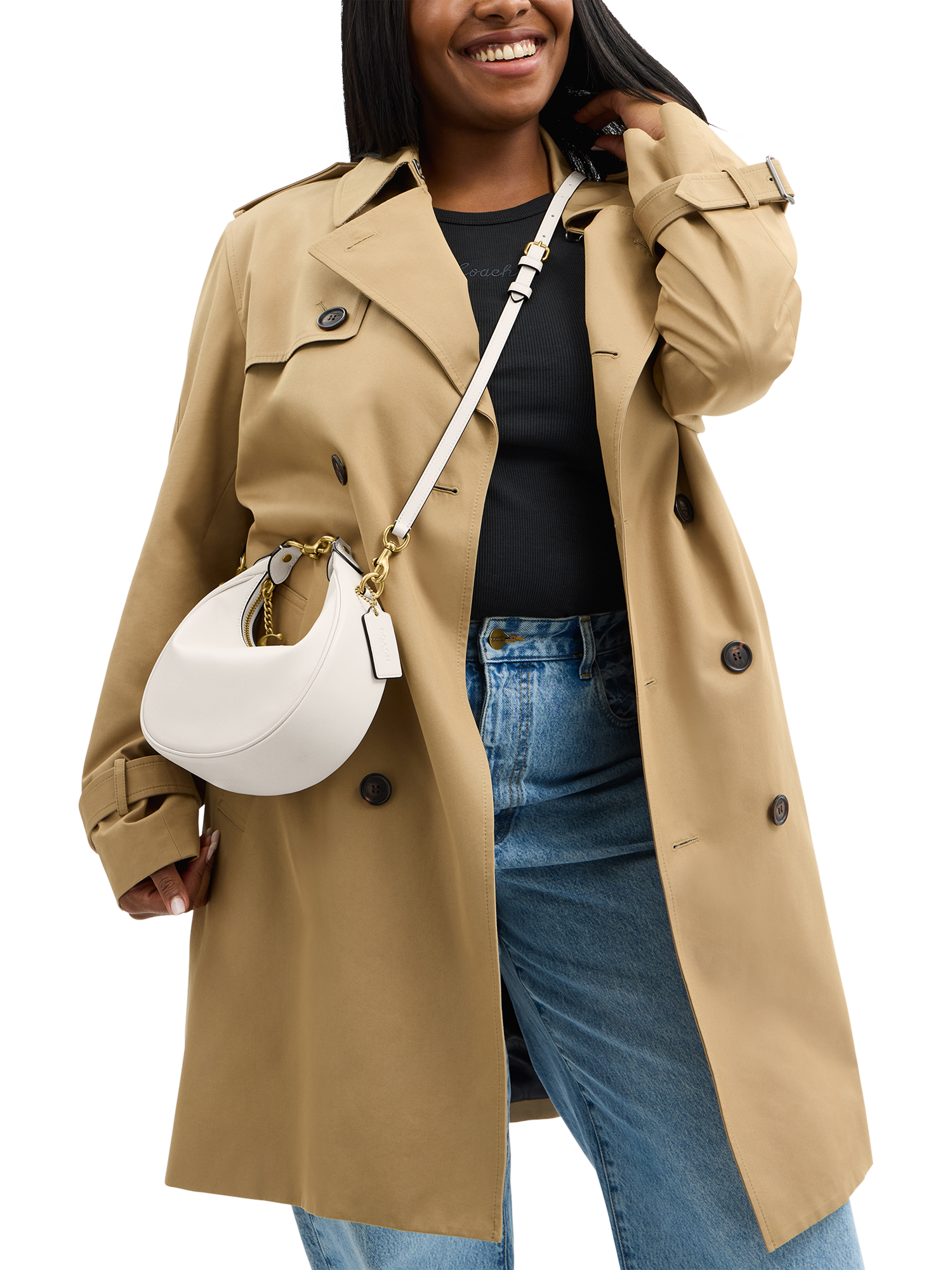 Product image 2 of 5, which shows Coach Jonie Leather Cross Body 22 Bag, White