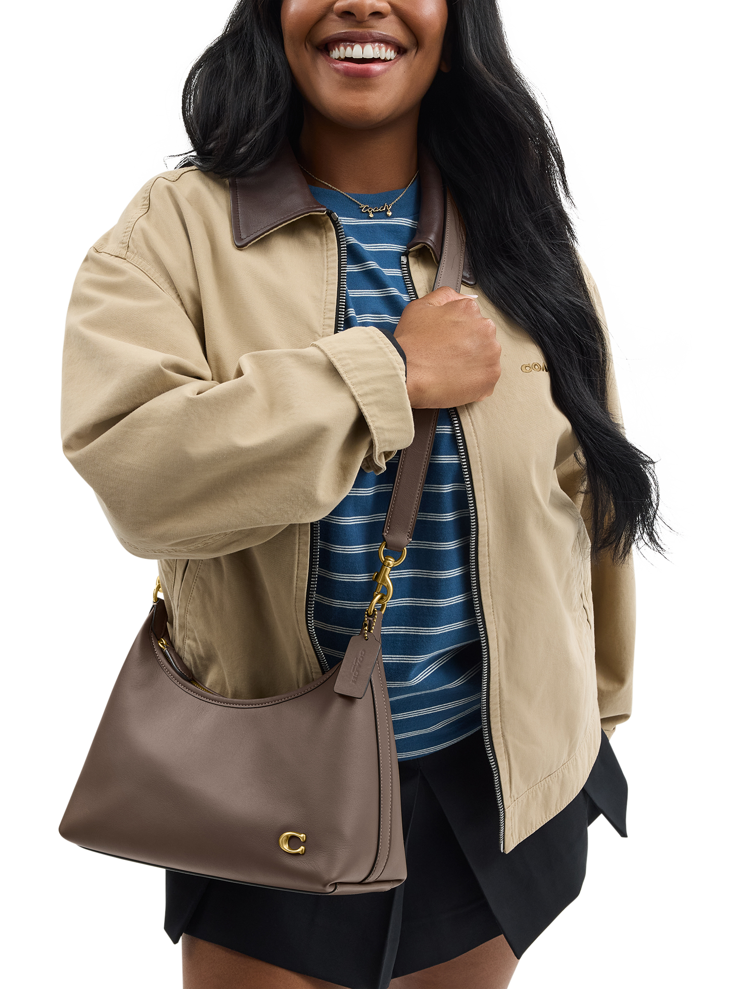 Product image 4 of 4, which shows Coach Juliet Leather Shoulder Bag, Dark Stone