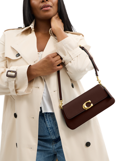 Coach Jet Leather Shoulder Bag - view 2, Brown